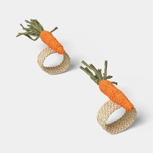 2pk nwt Easter Woven Carrot Napkin Rings - Threshold